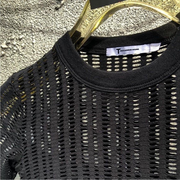 T Alexander Wang Woman’s Sheer Laser Cut Black Bodycon Whimsigoth Mini Dress S - Picture 7 of 16